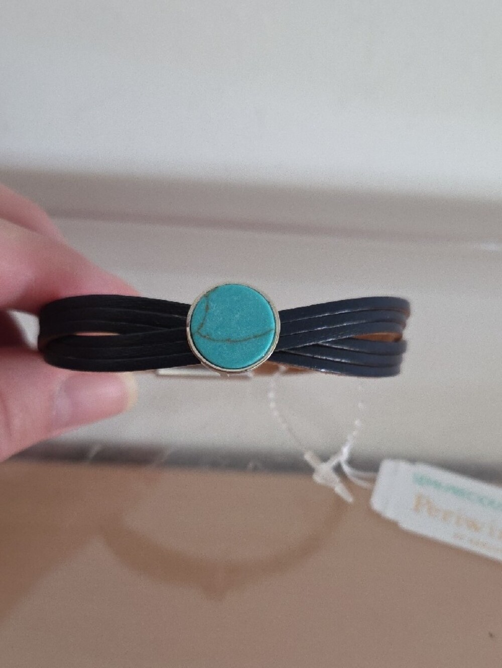 Periwinkle by Barlow Black NWT Multi-Strand Bracelet with Turquoise Accent - Picture 5 of 6